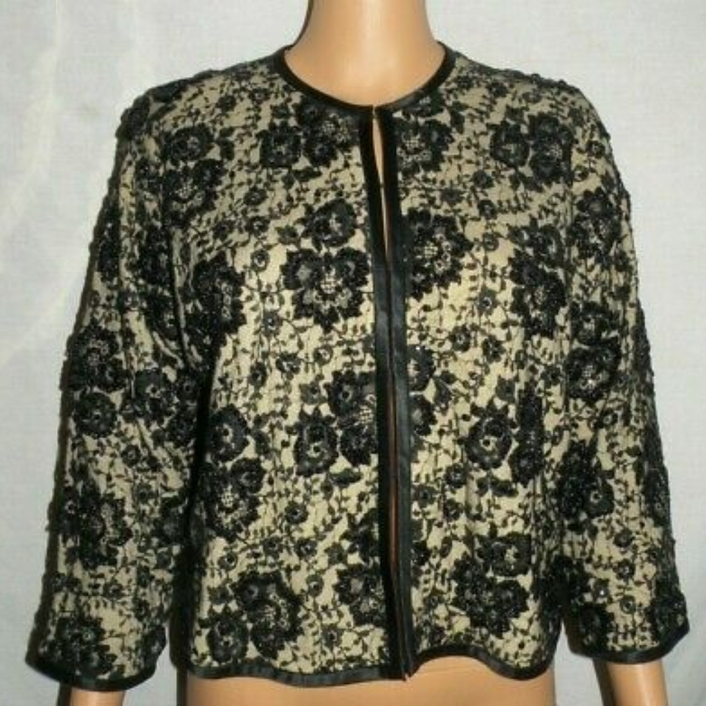 Sherman Chico Vintage black lace and beaded jacket